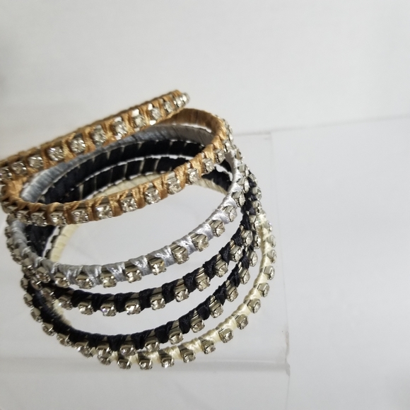 6 stacked rhinestone mix light weight Bangles - Picture 1 of 3